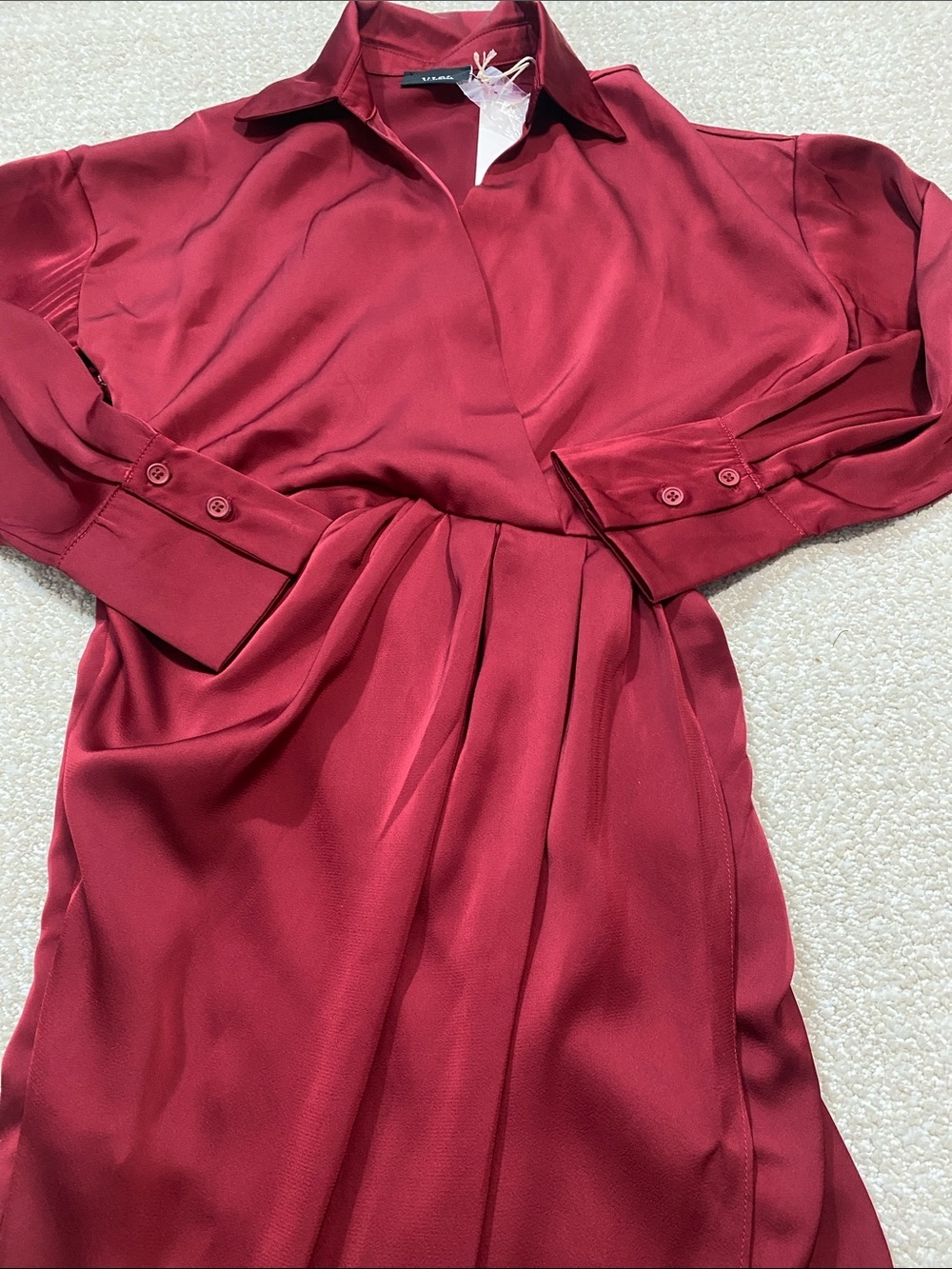 Vici Burgundy Satin Twist-Waist Midi Dress Size Xs - Picture 13 of 16